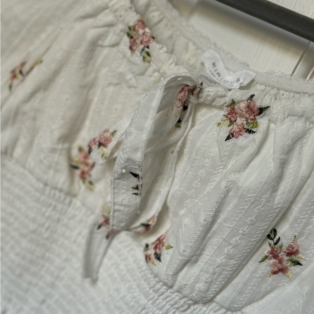 White Floral Embroidered Blouse